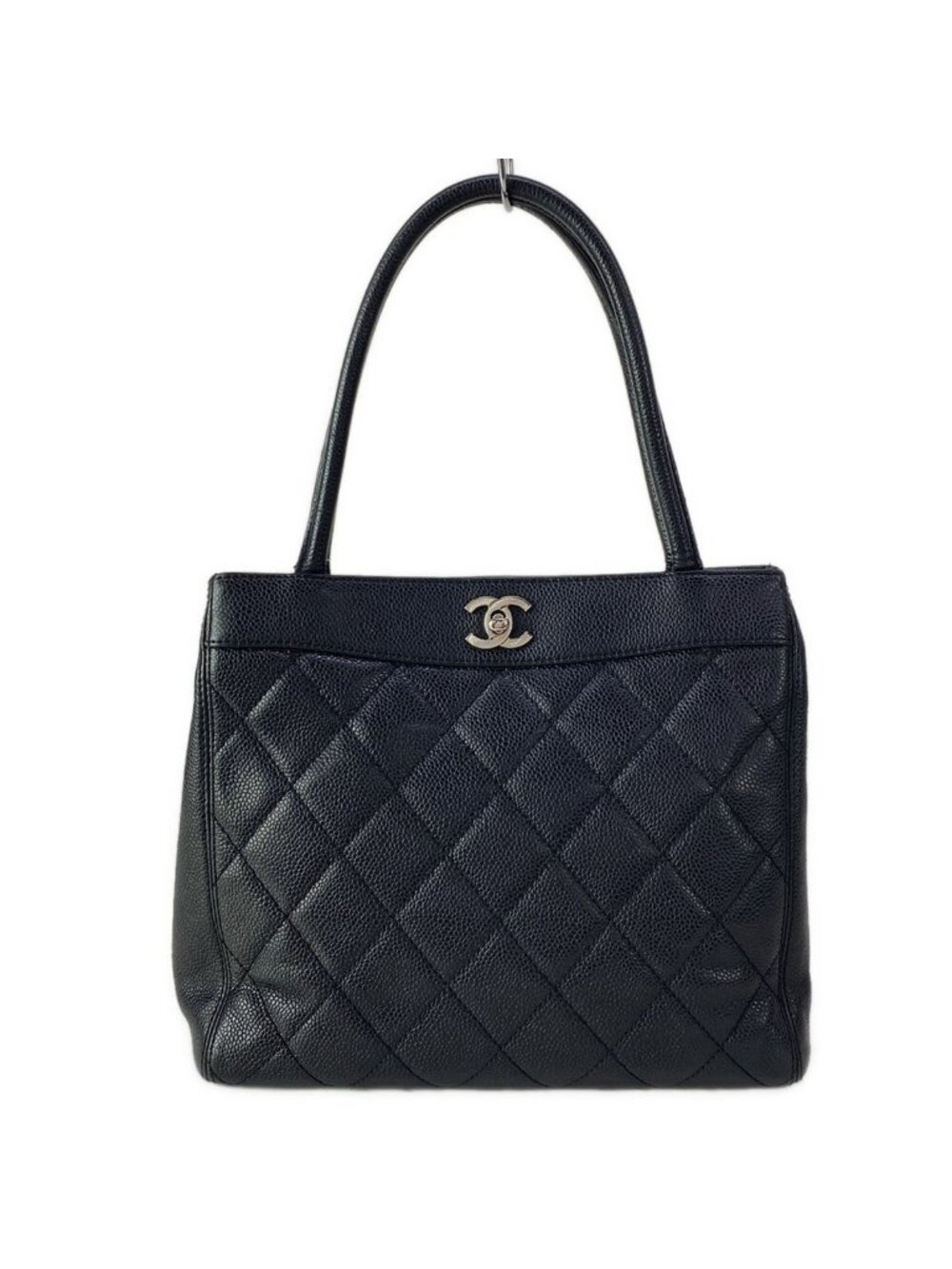 Chanel Tote Quilted Black Silver